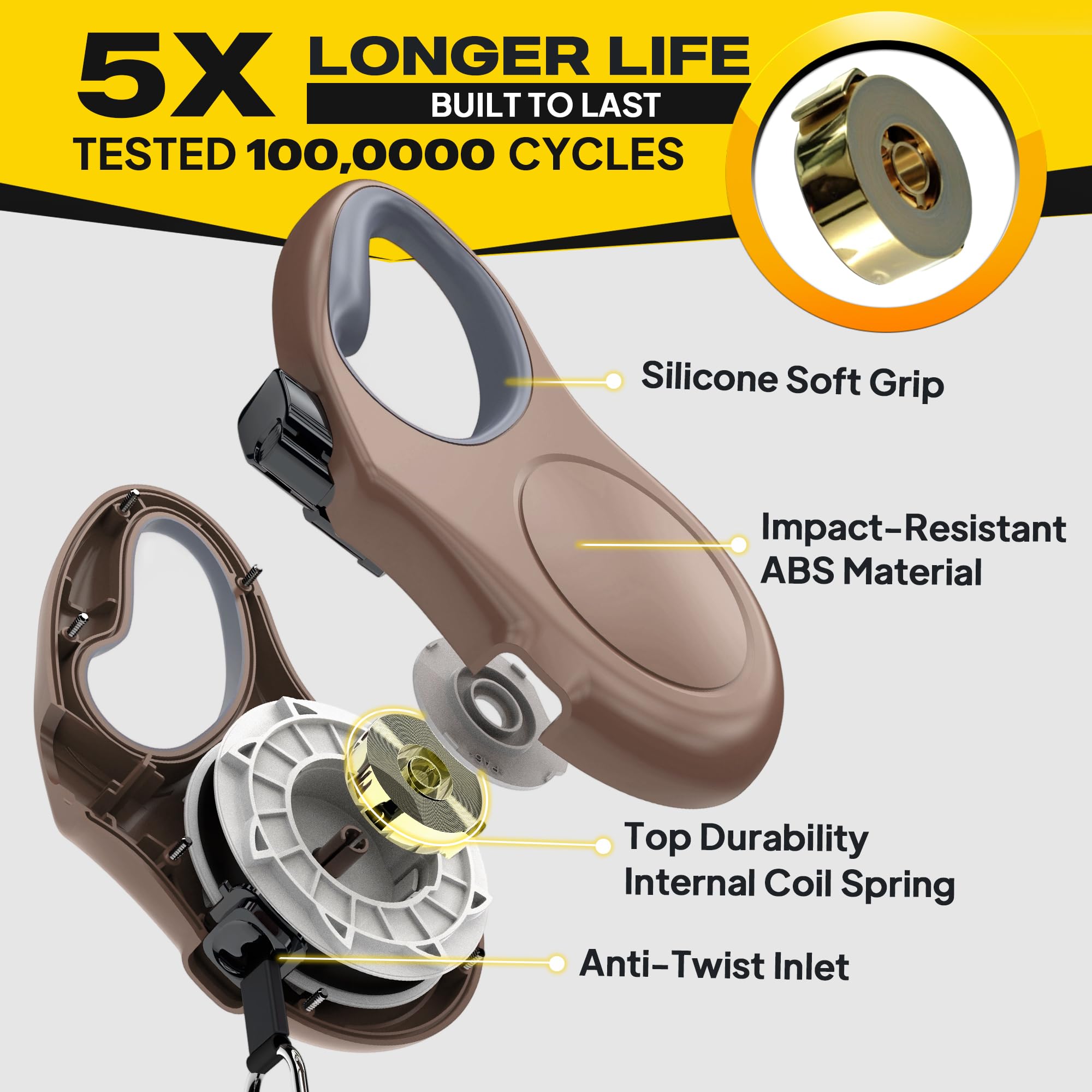 Fida Retractable Dog Leash X-Small Breed, 10 ft Durable Pet Walking Leash for Extra Small Dogs/Cats/Small Animals up to 18 lbs, 360° Tangle Free, Black