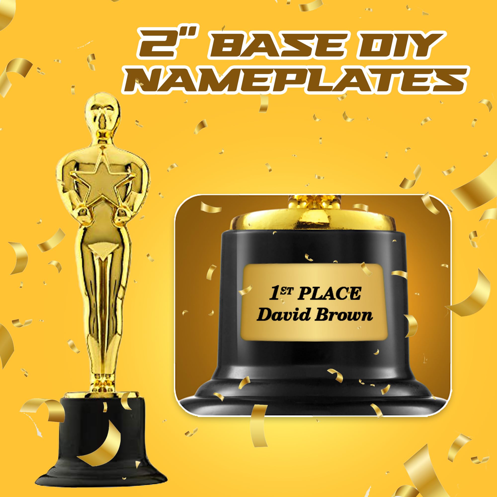 Bedwina Gold Trophy Award Mini Trophies Bulk - (Pack of 12) 6 Inch Tall Plastic Golden Statue Award, Party Themed Decorations, Winners or Appreciation Gifts Game Prizes for Adults & Kids