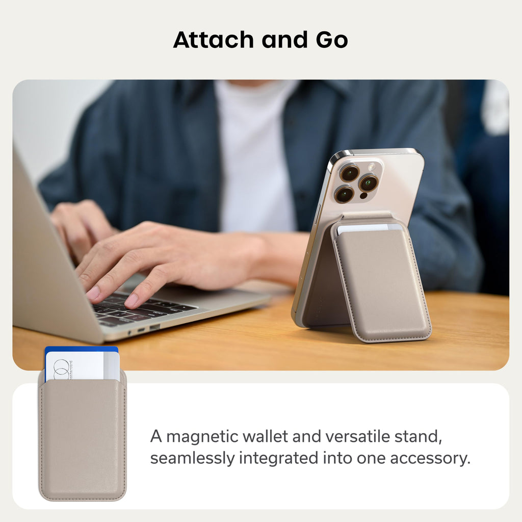Satechi Magnetic Magsafe Wallet, Double Flap Stand Card Holder, 4 Slots with Front NFC Pass-Through, Adjustable Phone Attachment for iPhone 17/16/15/14/13/12, Travel Accessory