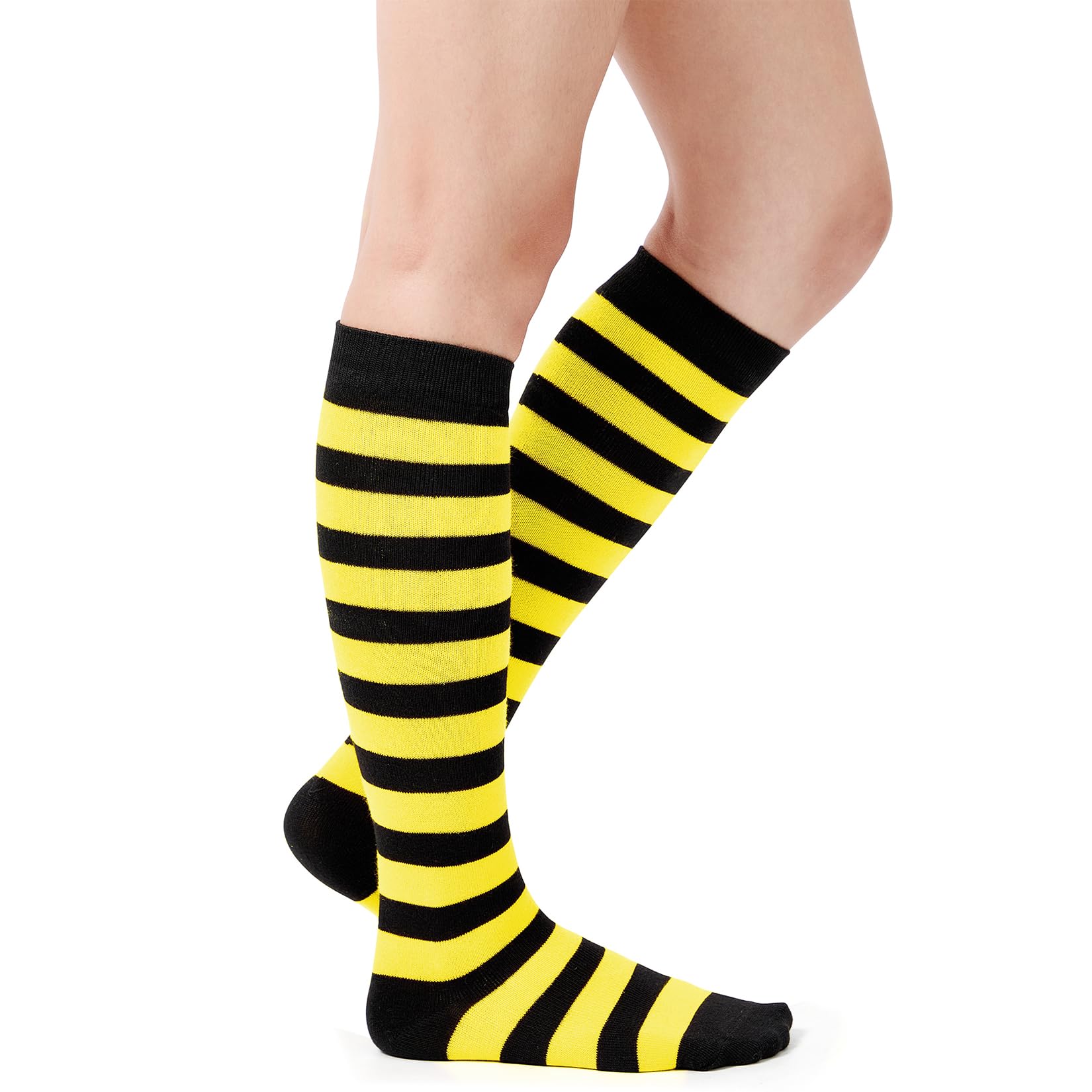 Century Star Knee High Striped Socks for Women - Long Thin Tube Sports Thigh High Socks Tall Stockings