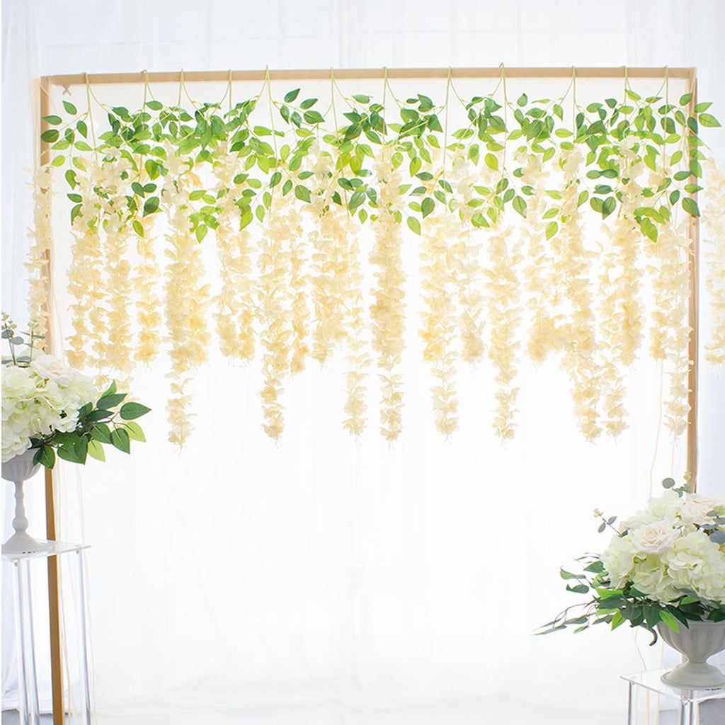 5 Pack Pink Wisteria Hanging Flowers Garland, 3.77 Feet Artificial Flower Vines, Fake Wisteria, Artificial Vines Hanging Garland for Backdrop Outdoor Yard Garden Decor