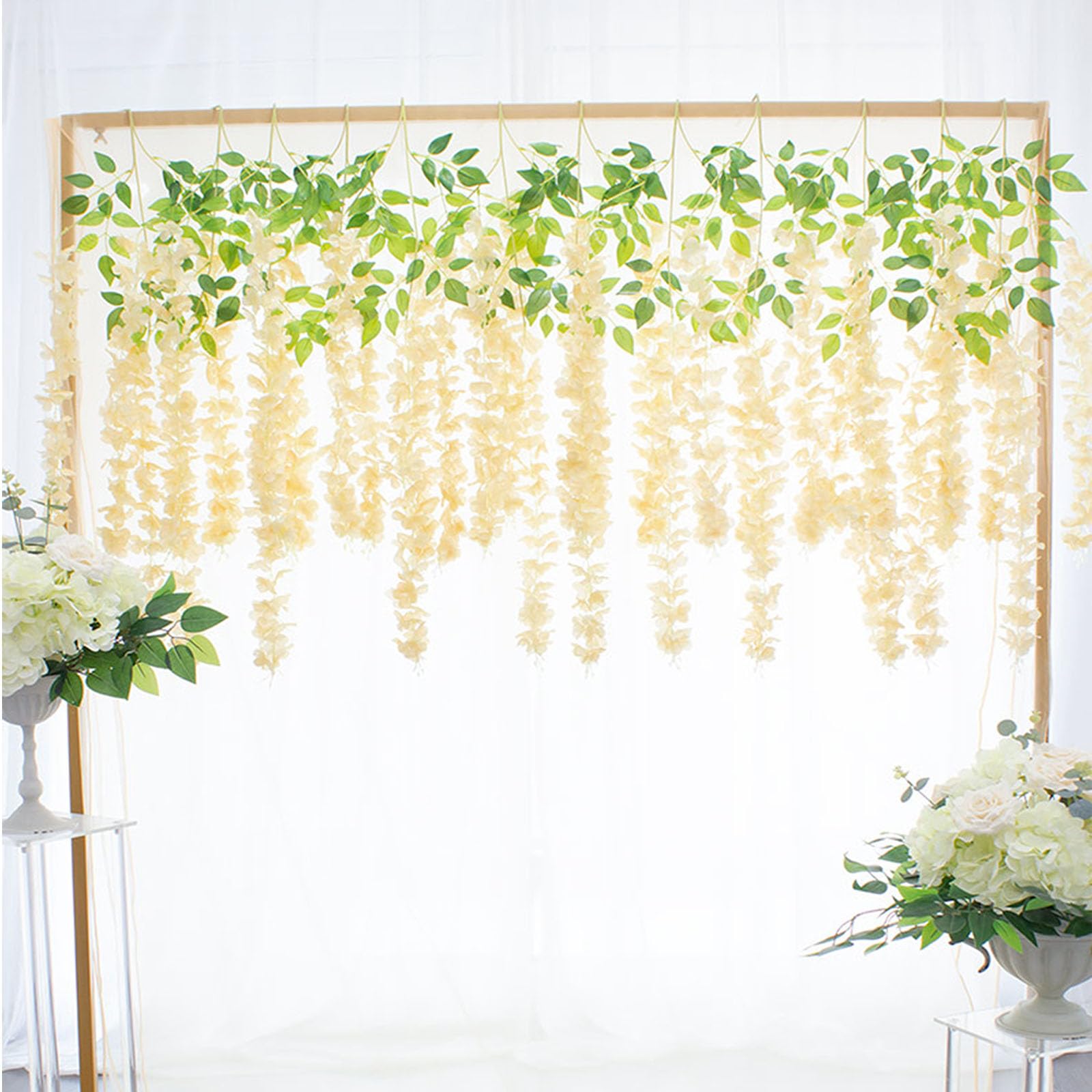 5 Pack Pink Wisteria Hanging Flowers Garland, 3.77 Feet Artificial Flower Vines, Fake Wisteria, Artificial Vines Hanging Garland for Backdrop Outdoor Yard Garden Decor