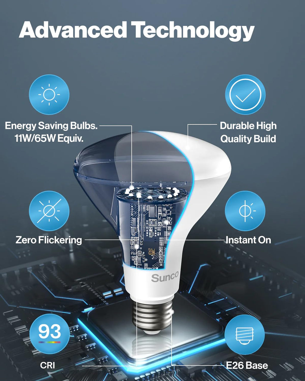 Sunco 12 Pack BR30 Light Bulbs LED, Recessed Can Light Bulbs, Indoor Flood Bulb, 850 LM, 11W (65W Equivalent), 3000K Warm White, Dimmable, E26 Base, for Home, Kitchen, Bedroom UL