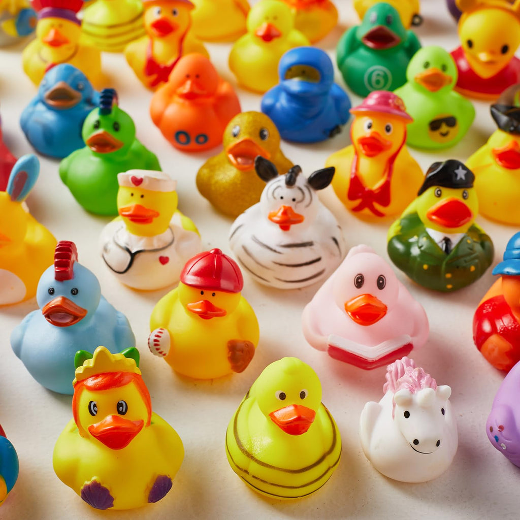 30 Pack Rubber Duck for Jeeps Ducking - 2" Bulk Floater Duck for Kids - Baby Bath Toy Assortment - Party Favors, Birthdays, Bath Time, and More (30 Varieties)