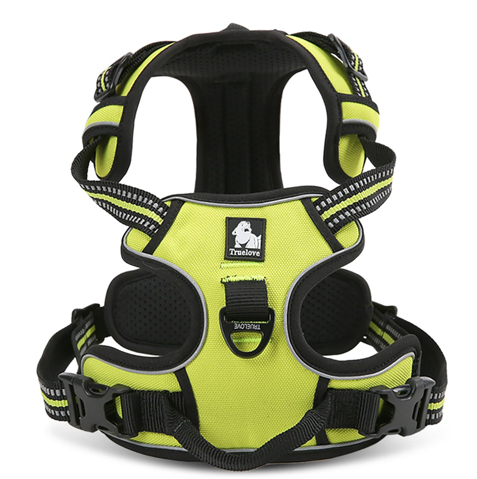 TRUE LOVE Adjustable No-Pull Dog Harness Reflective Pup Vest Harnesses Comfortable Control Brilliant Colors TLH5651(Black,XS)