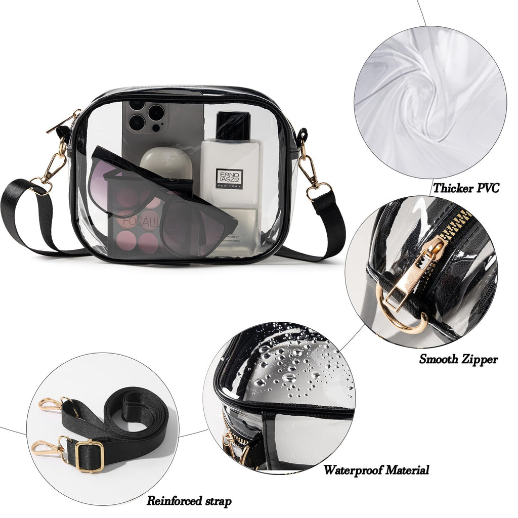 TOBVZOO Clear Bag Stadium Approved, Crossbody Transparent Bag for Concerts Sports Events, Purses for Men & Women