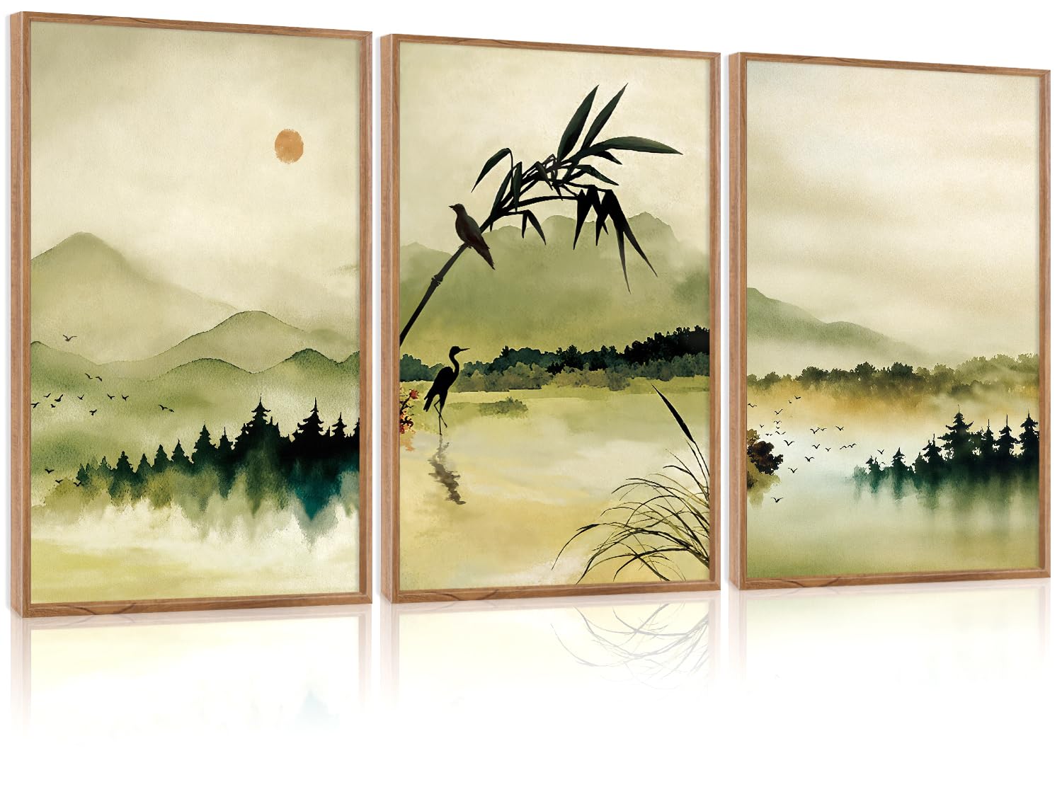 CHDITB Abstract Modern Framed Canvas Wall Art Set, Contemporary Artwork for Home Decor, Neutral Pastel Illustration Wall Painting, Nordic Minimal Zen Art Prints for Living Room Office-16 x24 x3