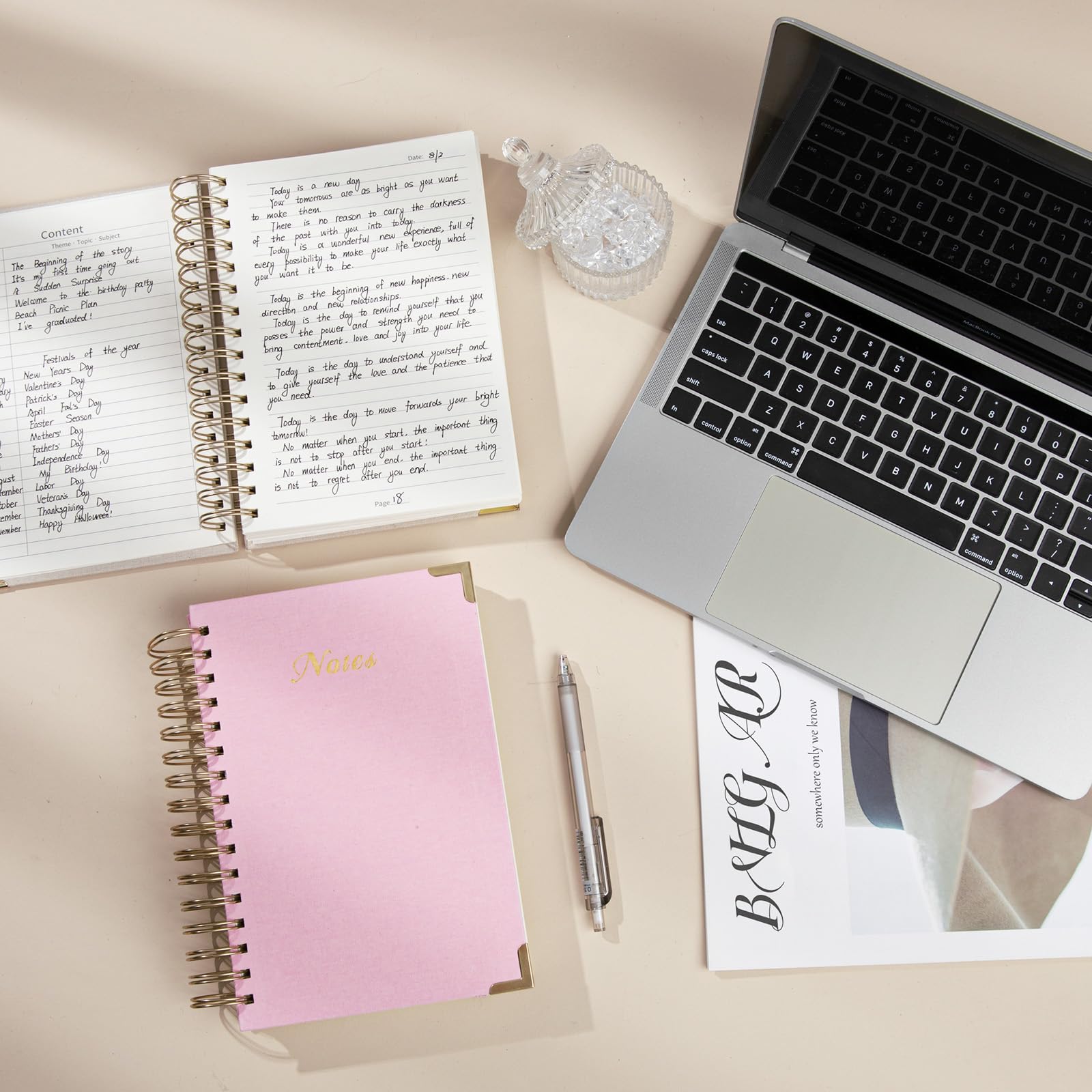 Spiral Notebook Journal, 328 Pages Linen Hardcover College Ruled Notebook, Lined Thick Journals for Women Men, A4 Thick Spiral Journal for Writing, 100GSM Paper, Cute Notebooks for Work School