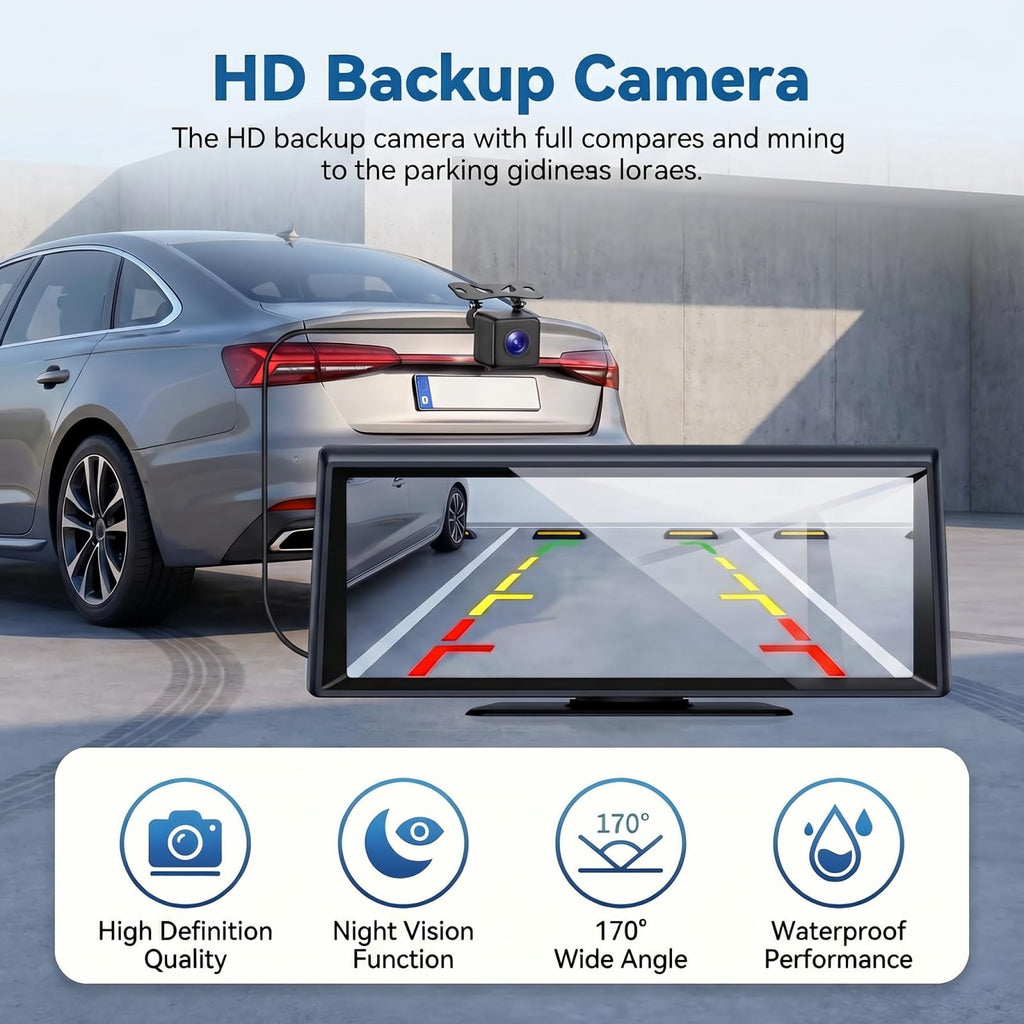 8.1" Wireless CarPlay Screen with 2K Dash Cam & 1080P Backup Camera | Wireless CarPlay/Android Auto,Voice Control, Split Display, GPS & Mirror Link, Easy Plug-and-Play Install