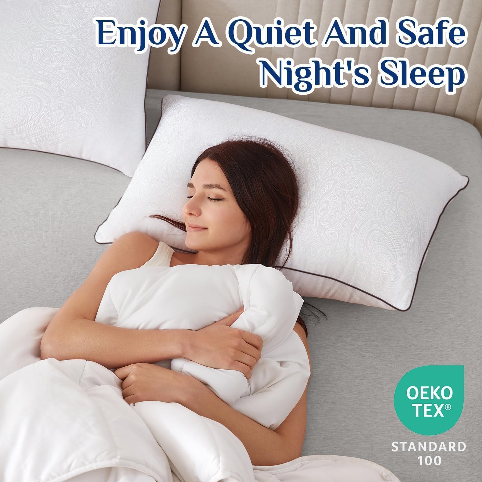JOLLYVOGUE Standard Pillows Set for Sleeping, Cooling and Supportive Pillows Full Size for Side and Back Sleepers, Down Alternative Hotel Collection Sleeping Pillow