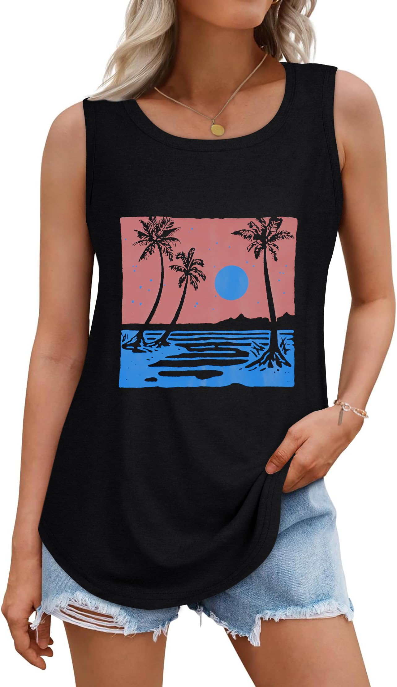 rosemia Tank Tops for Women Summer Sleeveless Casual Loose Fit Tunic Tops 2026