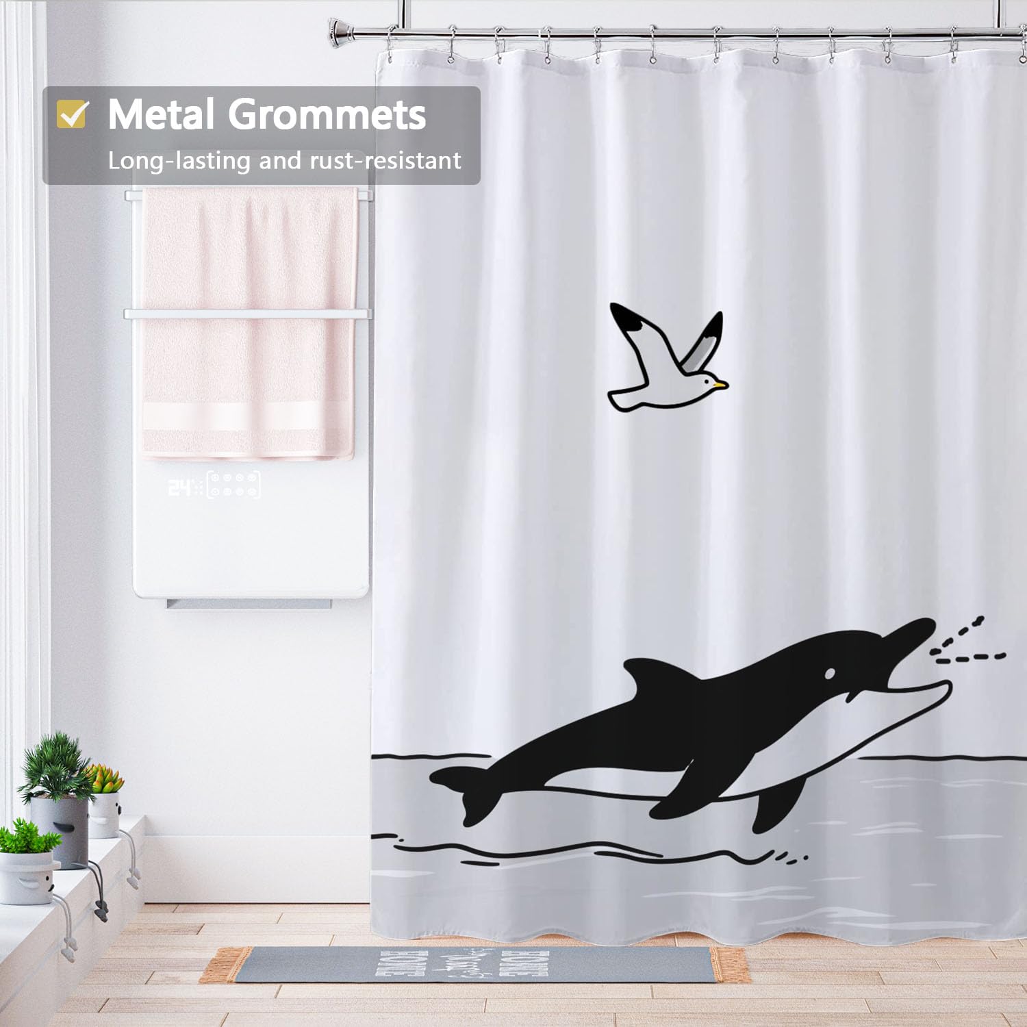 LLSCL Fabric Shower Curtain Liner with Magnets, Waterproof Hotel Quality, 72 x 72 Machine Washable