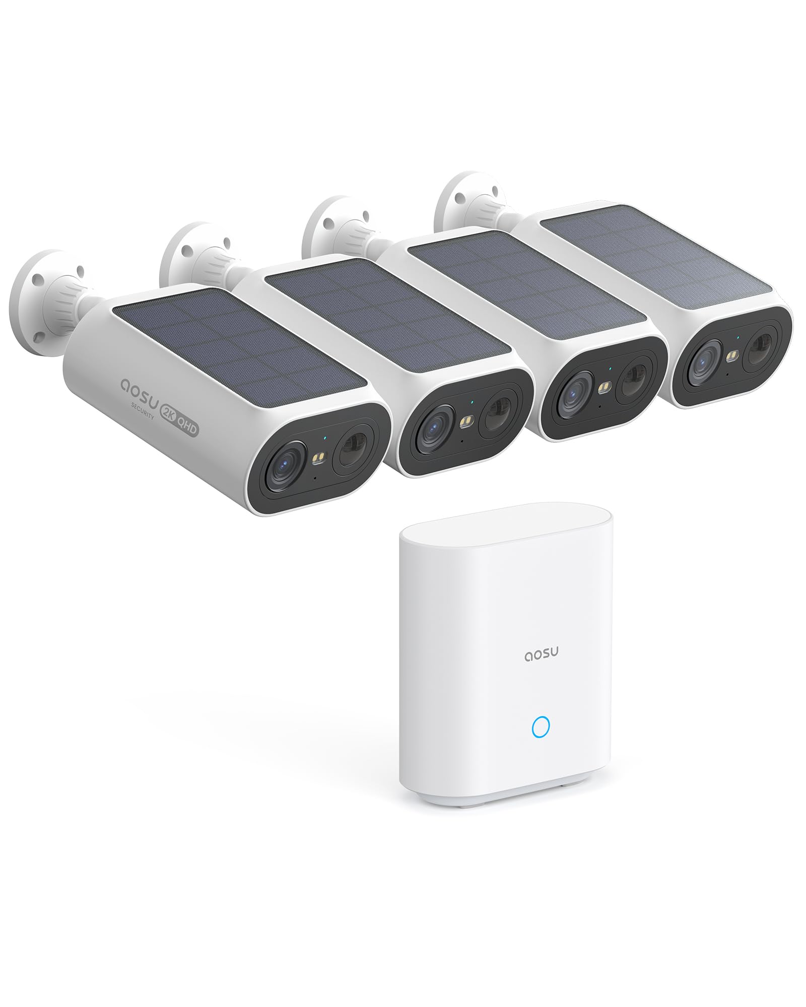 aosu Solar Security Cameras Wireless Outdoor, 2Mins DIY Installation, No Subscription Required Cameras for Home Security System, Local Storage, 2K Color Night Vision, 2.4&5GHz WiFi, 2 Cam-kit