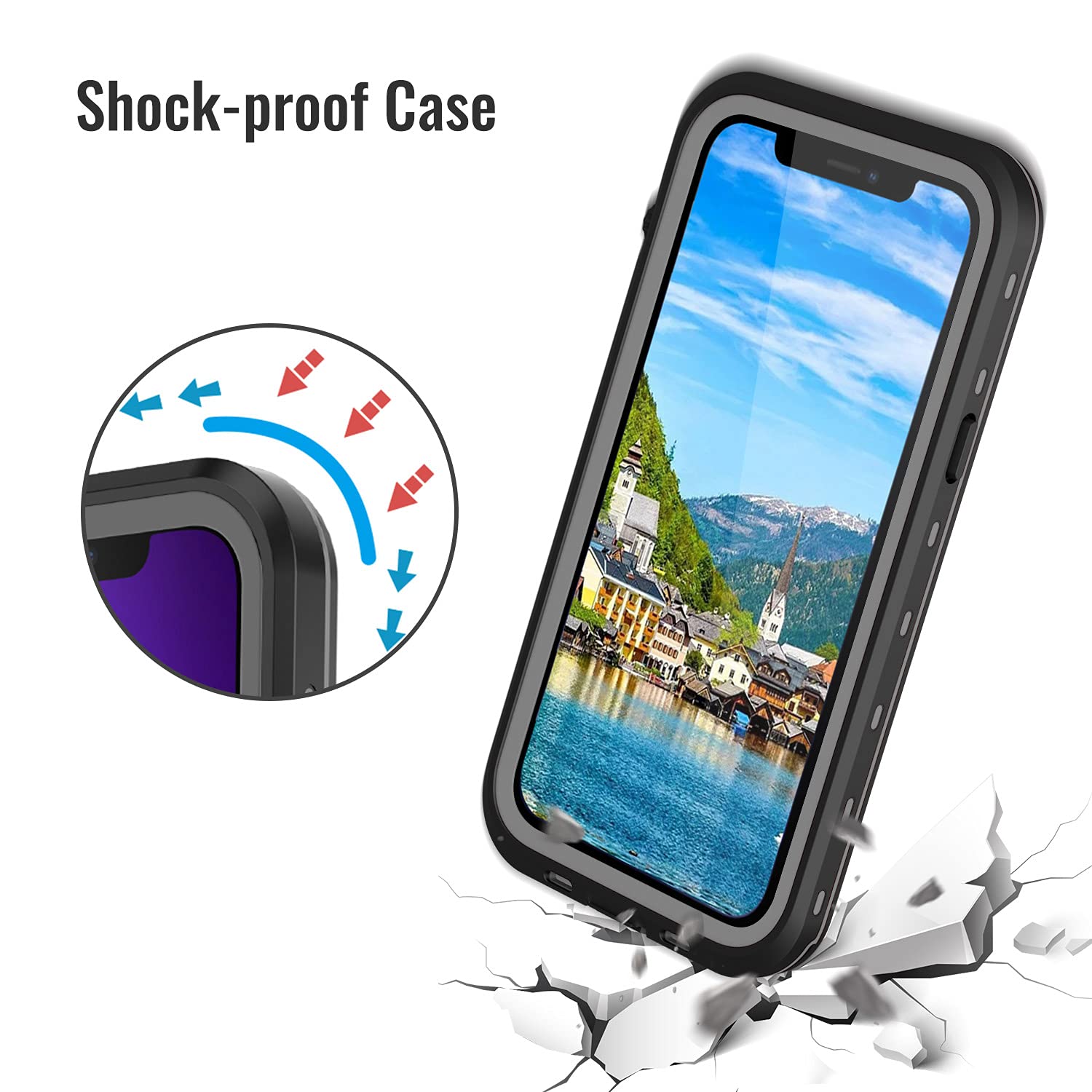 iPhone 13 Pro Case, Waterproof & Shockproof Phone Case, Full Protection, IP68, 6.1 Inch, Black