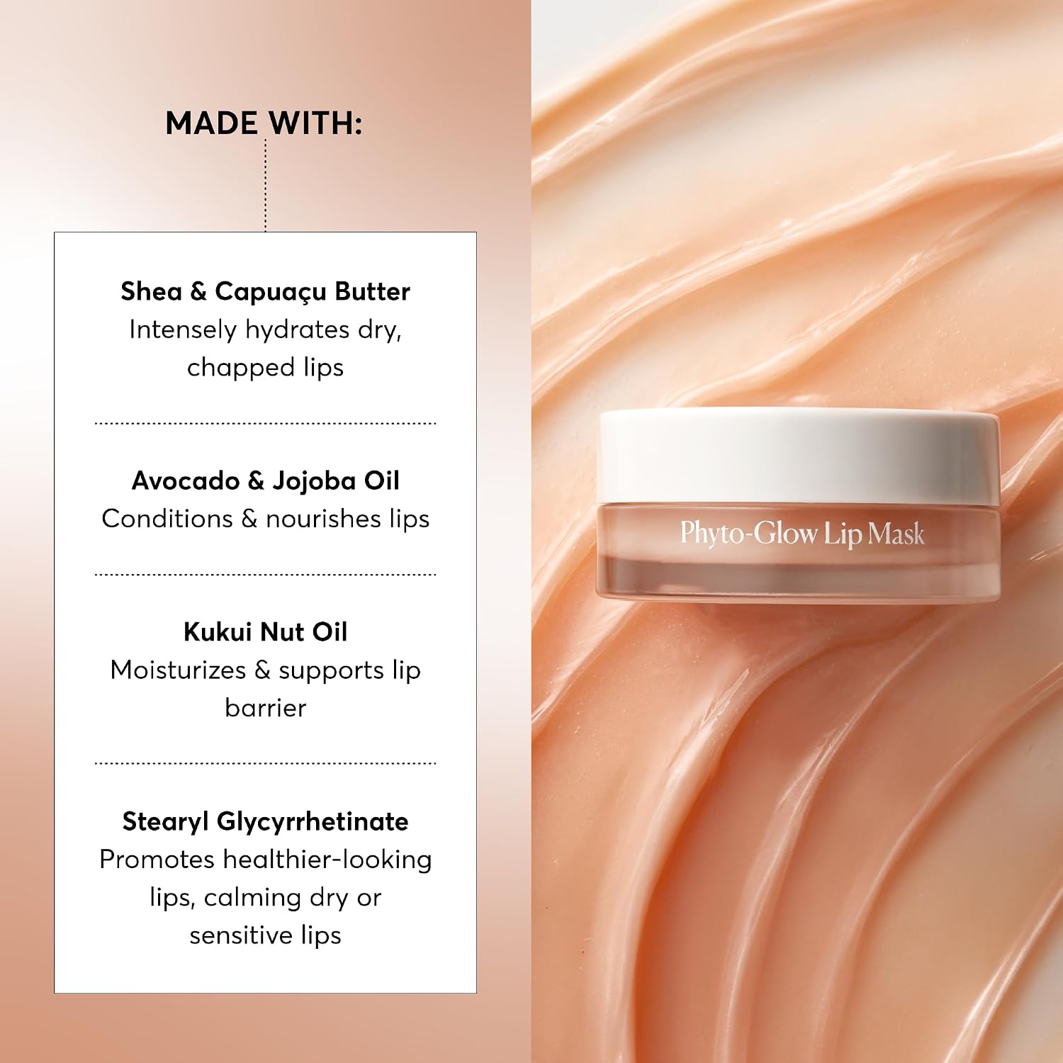 Naturium Phyto-Glow Lip Mask, Hydrating & Moisturizing Balm, Restores & Replenishes for Nourishing Lips with Shea Butter, 0.5 oz