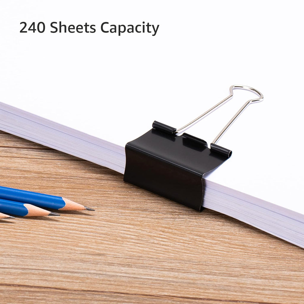 Amazon Basics Sturdy Binder Clips for Office Use, 96 Count, Medium, 1.25 in, Black (Pack of 12)