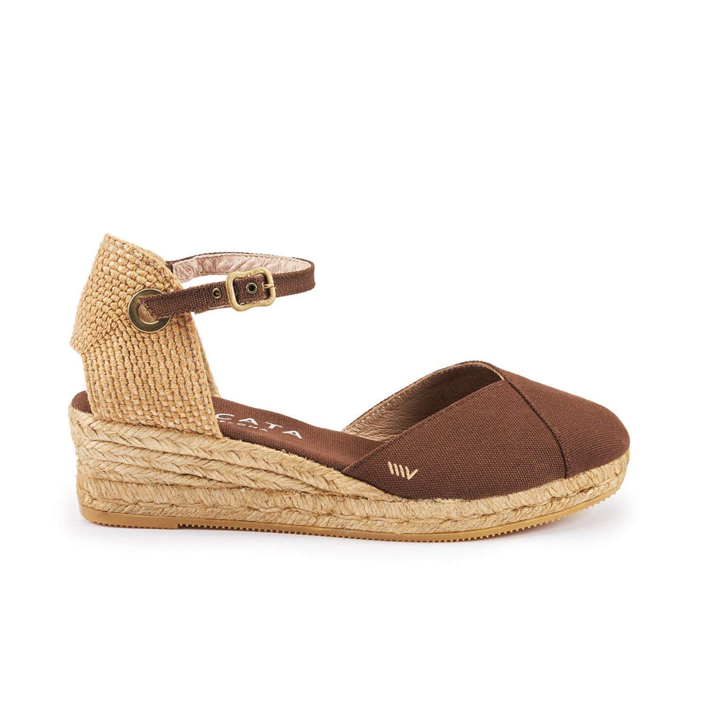 Viscata Pubol Espadrille Canvas Low Wedges with Ankle Strap Spain Handmade 2” Heel Women's Sandals with Breathable Organic Cotton Canvas and 100% Natural Jute for all Occasions: Casual, Work, Party