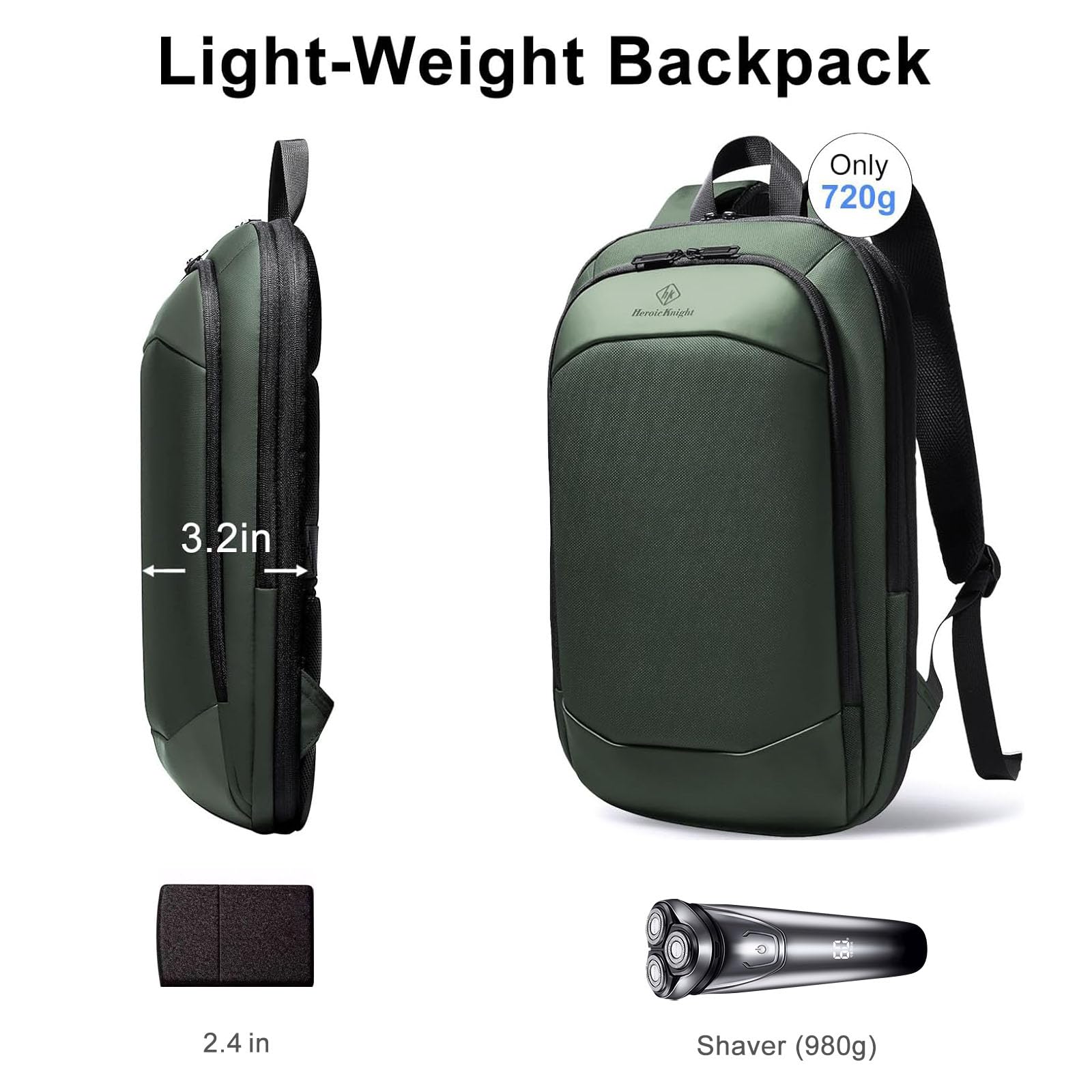 hk Business Backpack for Men 15.6 Inch,Slim & Expandable Waterproof Travel Laptop Backpack, Anti-Theft Lightweight Work Computer Bag, College Laptop Backpacks Gifts for Men Women-Black