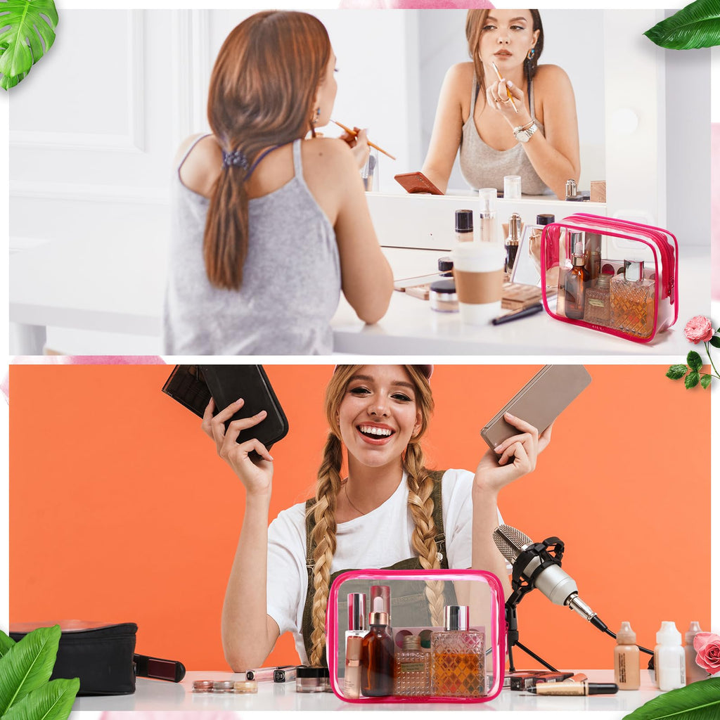 Weewooday 12 Pieces Clear Makeup Bags Cosmetic Storage Bags PVC Zipper Pouches Travel Waterproof Makeup Plastic Case for Women Organizing Toiletries Traveling Bathroom(Medium,Black)