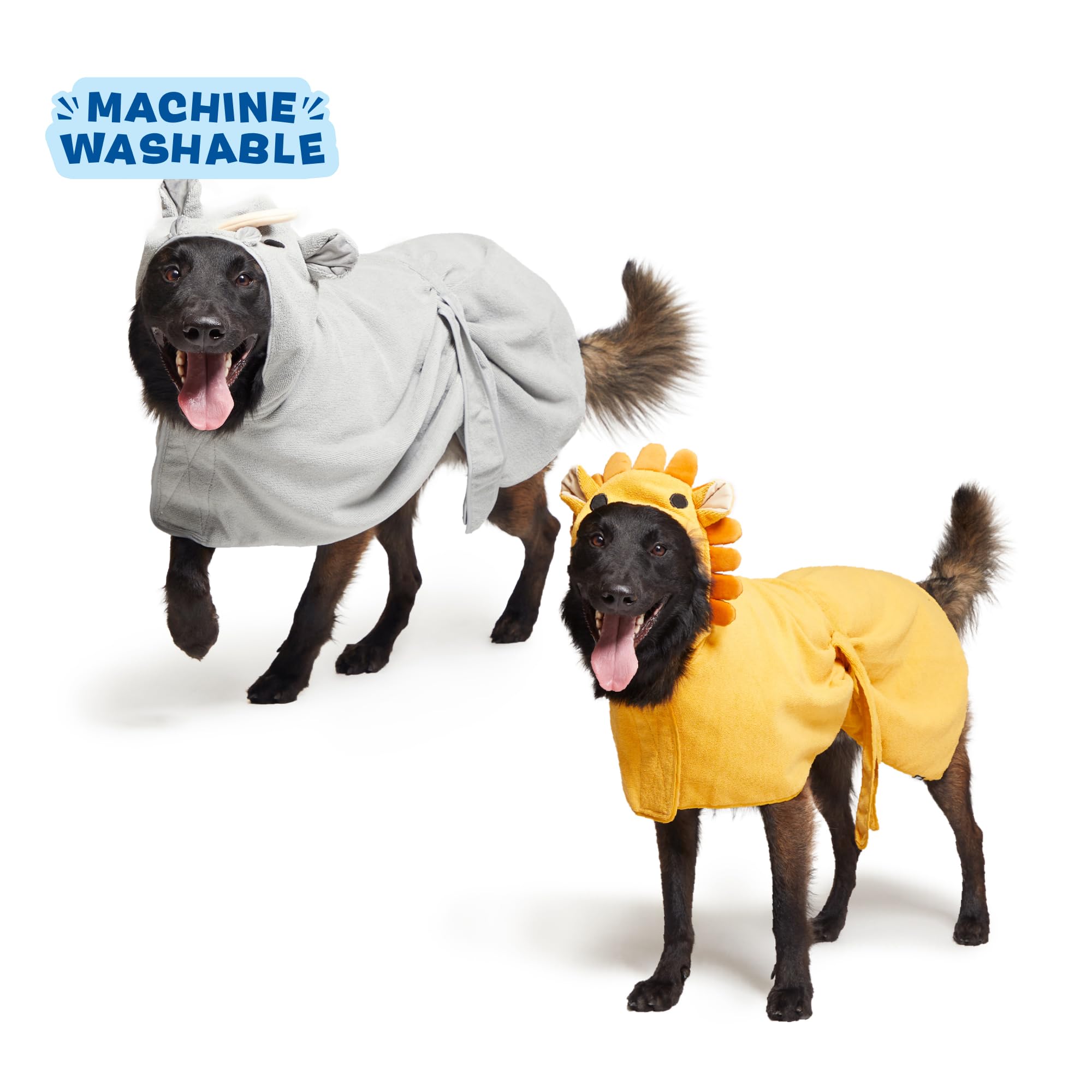 Barkbox Dog Bathrobe Fast Drying with Hook and Loop Closure & Wrap Tie Snuggle, Cute Dogs Clothes, Easy to Clean, Machine Washable, Dog Coats and Tumble Dry Low - Bunny, Medium