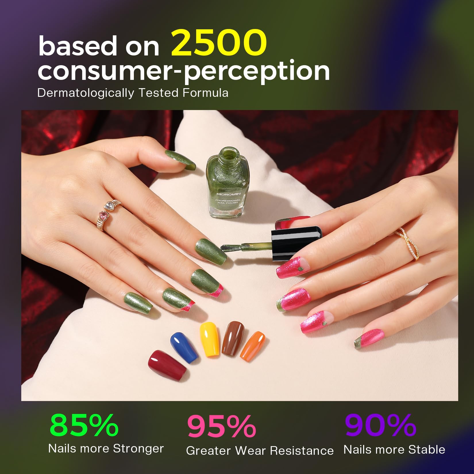 Morovan 15 Bright Color 0.27oz Air Quick Dry Long Lasting Nail Polish Gift Set for Women