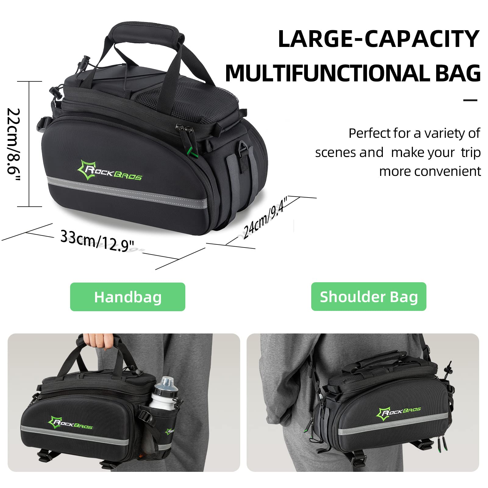 ROCKBROS Bike Trunk Bag 17L-45L Bike Rear Rack Bag Waterproof