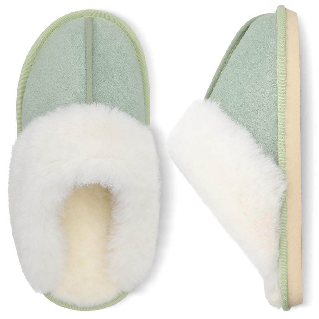 Besroad Winter Fuzzy House Slippers Sandals Plush Faux Fur Fluffy Flats Slippers Warm Slide Shoes for Women
