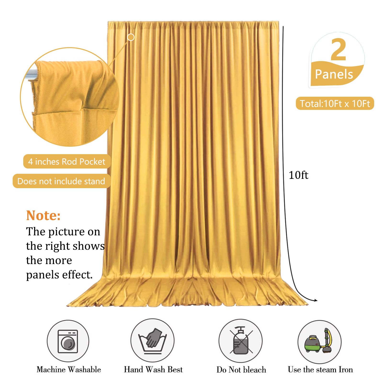 10 x 10 Feet Black A Backdrop Curtain for Partie, Background Curtains for Photoshoot, Birthday, Wedding, Halloween, Thanksgiving, Christmas, New Year Party Decorations 5Ft x 10Ft, 2 Panels