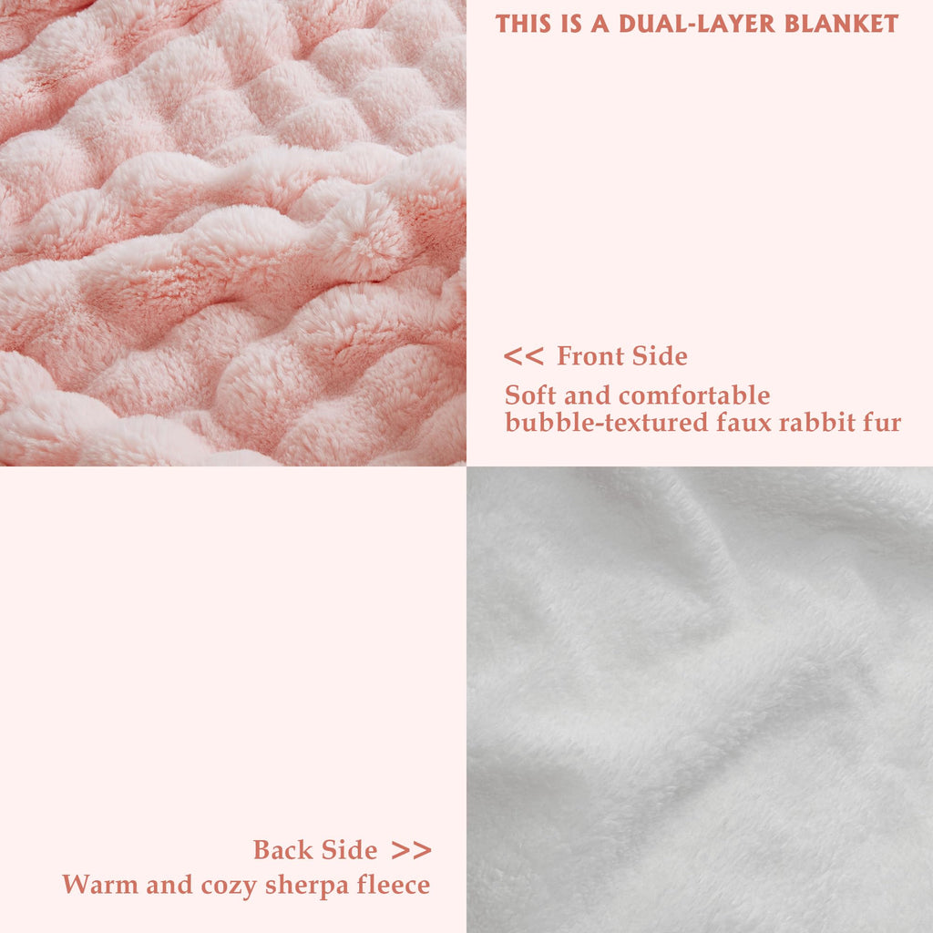 50x60 Inches Ultra-Soft Fuzzy Faux Fur Plush Throw Blanket - Thick, Warm Sherpa for Couch, Sofa, Bedroom, Camping - Decorative Blanket for Cozy Warmth, Bubble Grey