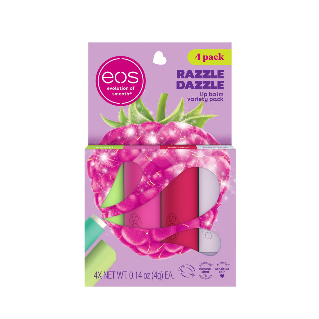 eos Lip Balm Gift Set- Peachy Keen, Limited Edition, Moisturizing Lip Care with Shea Butter for All-Day Moisture, 0.14 oz, 4-Pack