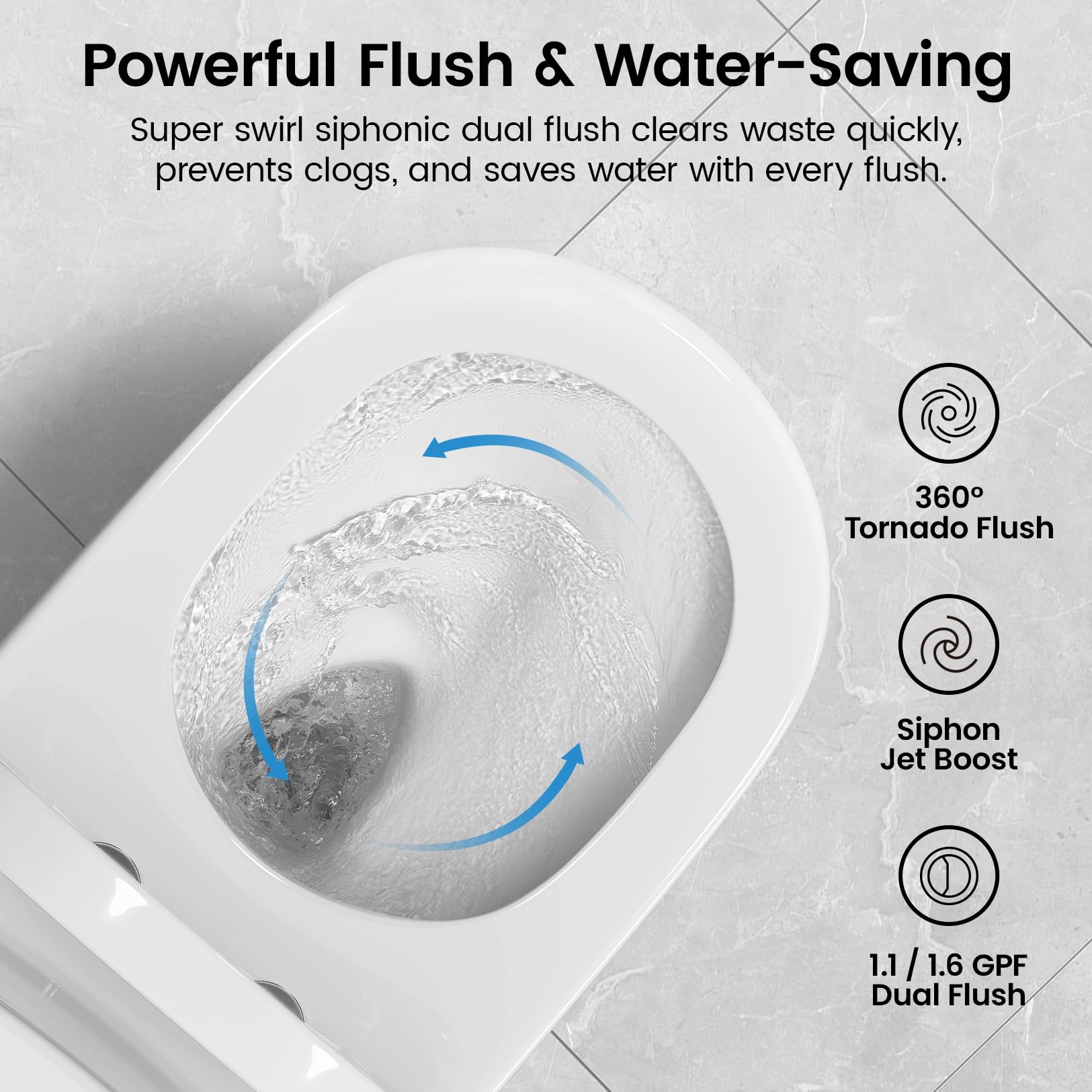 Compact One Piece Toilet for Bathroom, Space-Saving Powerful Dual Flush Round Small Toilet, Average 1.28 GPF, Skirted Design with Upgraded UF Quiet & Soft Close Seat (10" Rough-in Toilet)