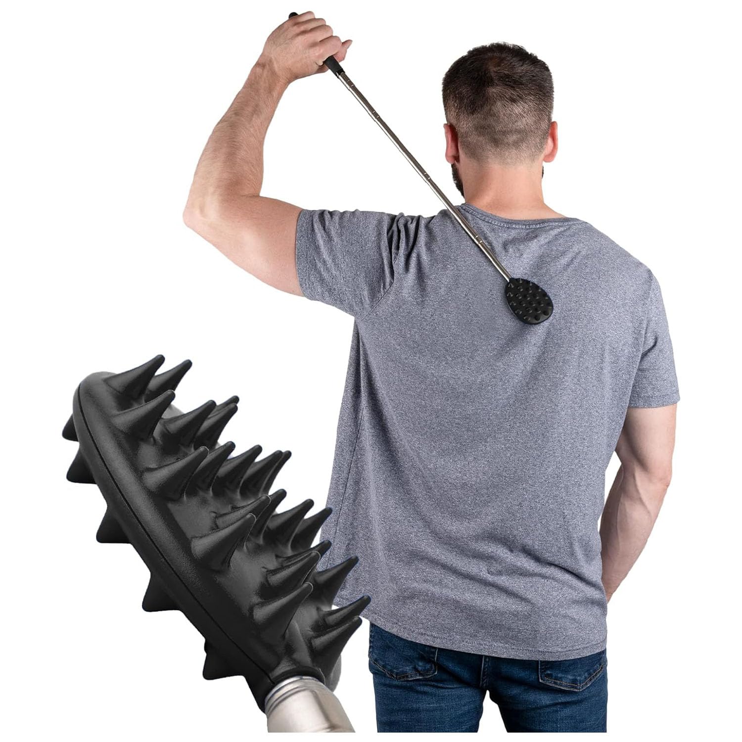 Cactus Scratcher Extendable Big Stick Back Scratcher - Extends 29" Long Double Sided Retractable Scratching Tool for Hand, Neck, Head, and Body - Universal Gift for Family, Pets, and Friends, Glow