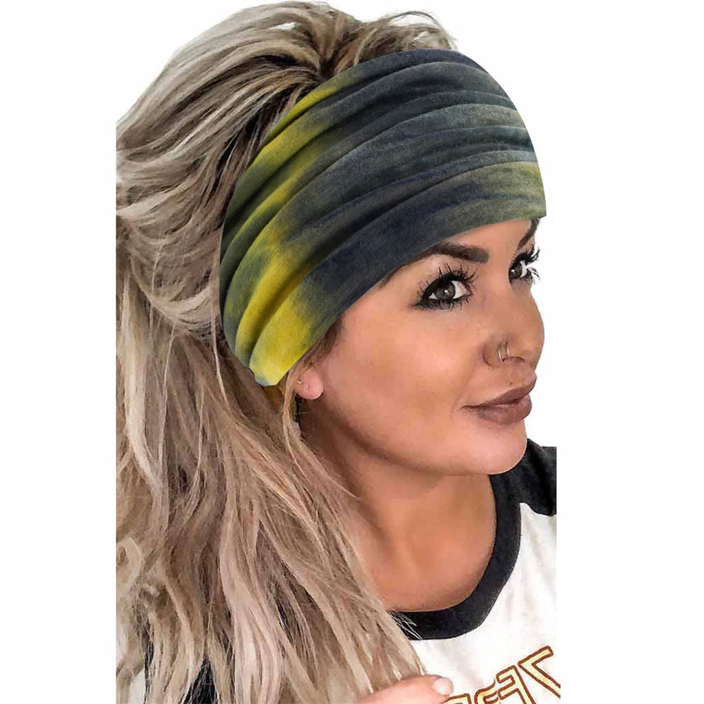 Boho Headbands For Women Fashion Stretch Wide Hair Bands Knoted Turban Head Bands Yoga Running Sweatband Elastic Headband Stylish Wrap Headbands Hair Accessories for Teen Girls 4 Pack