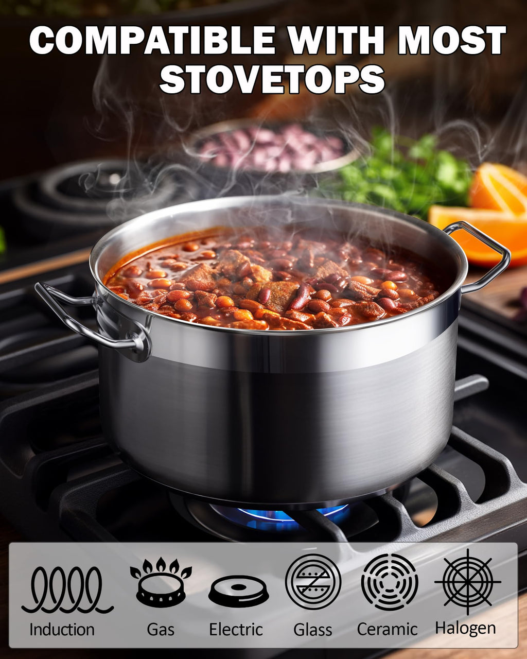Cooks Standard Professional 6 Quart Stock Pot with Lid, Stainless Steel Dutch Oven Pot
