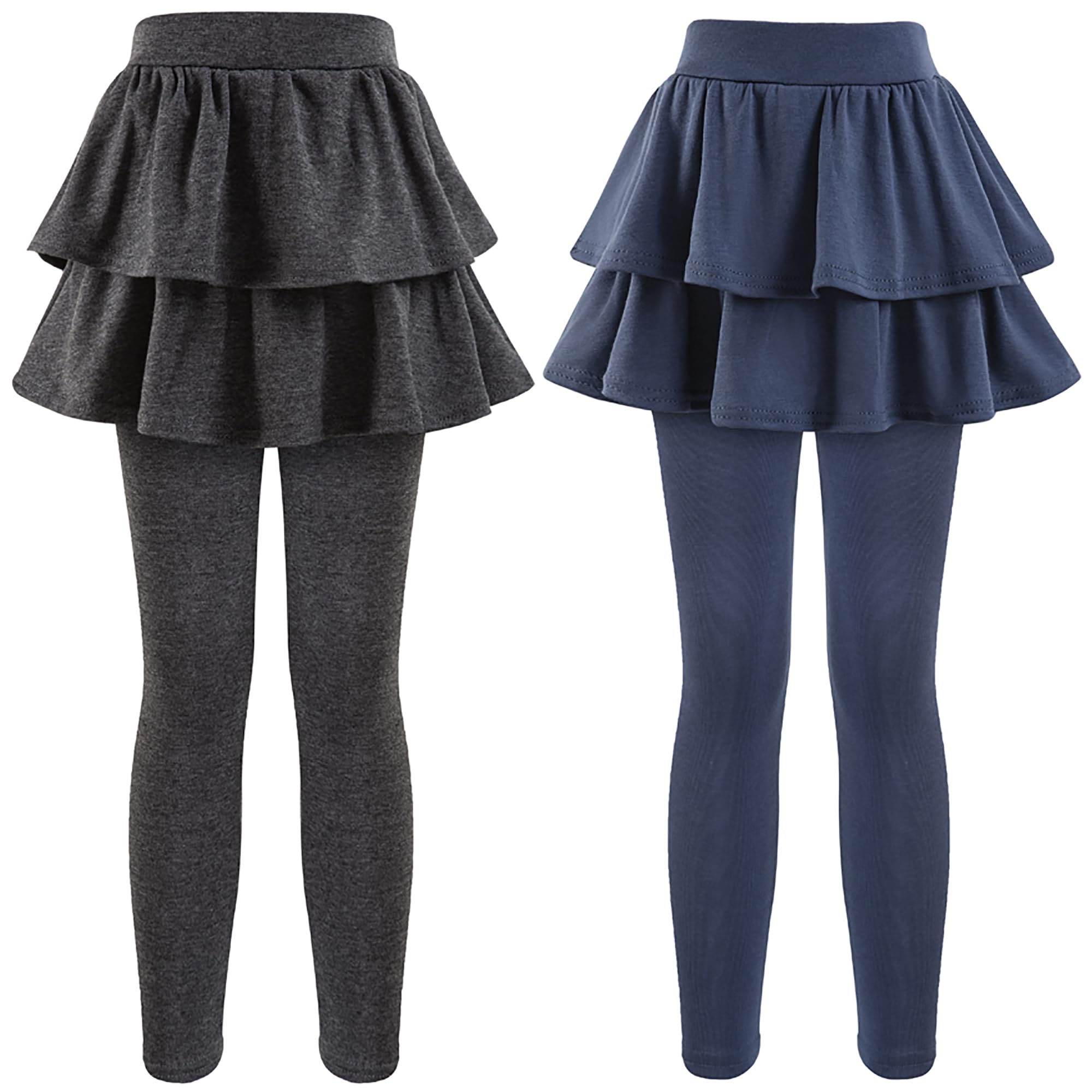 Girls School Uniform Pants Leggings with Skirts Stretch Warm Jegging 4-12 Years