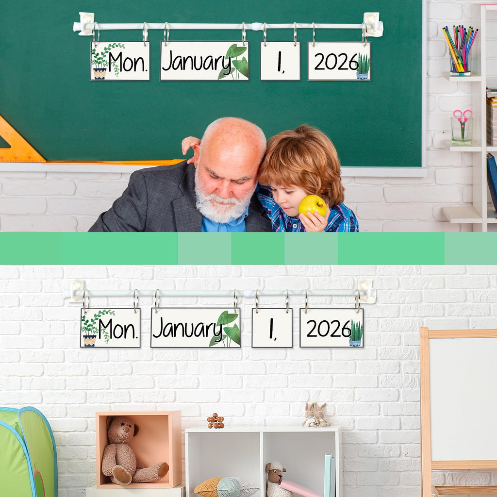 Boho Flip Calendar for Classroom Bulletin Board Set Boho Rainbow Calendar Class Whiteboard Decor with 2026 to 2030 Years Date Cards and Adjustable Rod for Home Elementary School Teacher Supplies