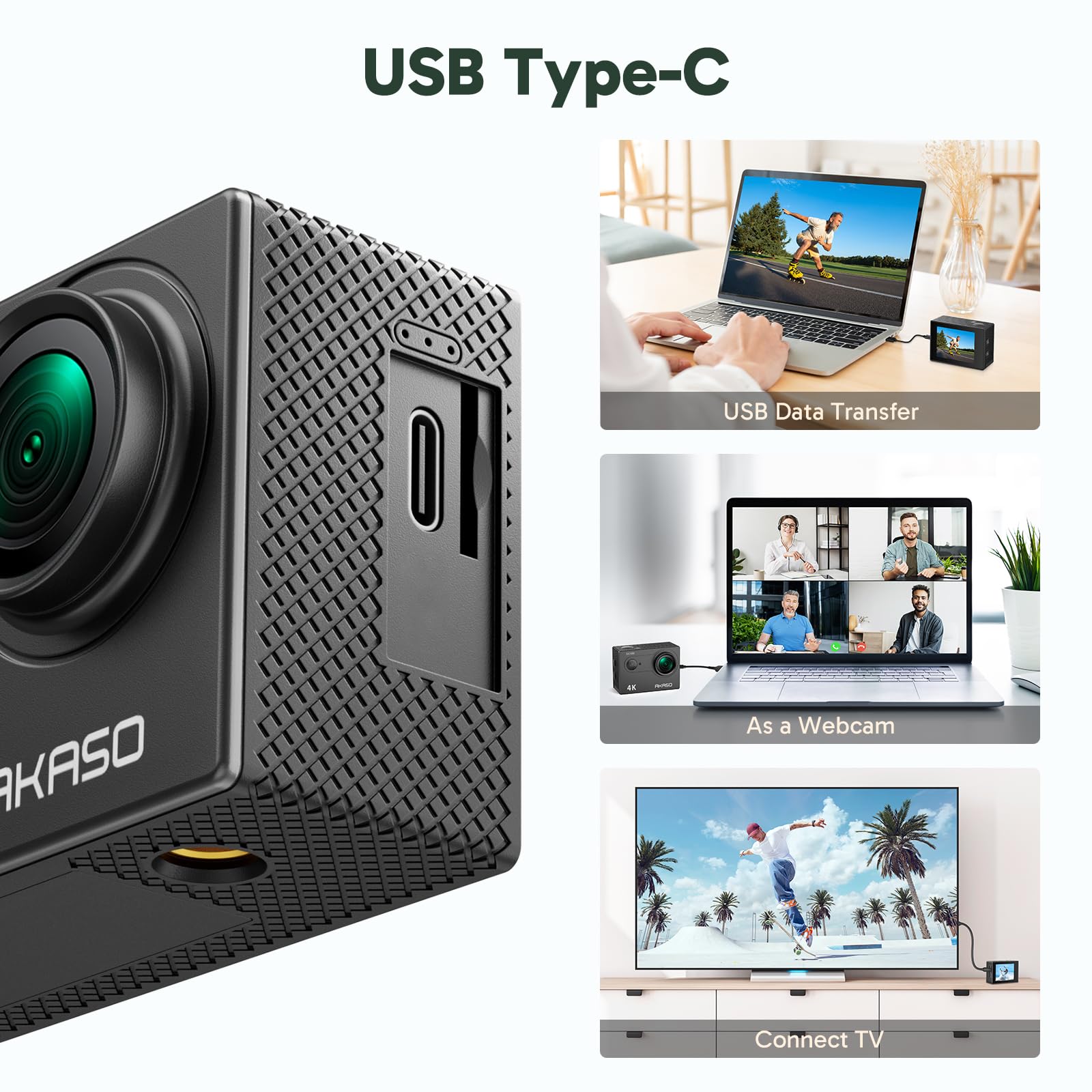 AKASO EK7000 4K30FPS 20MP WiFi Action Camera with EIS Ultra HD 131FT Waterproof Underwater Camera Remote Control 4X Zoom Support External Microphone Black