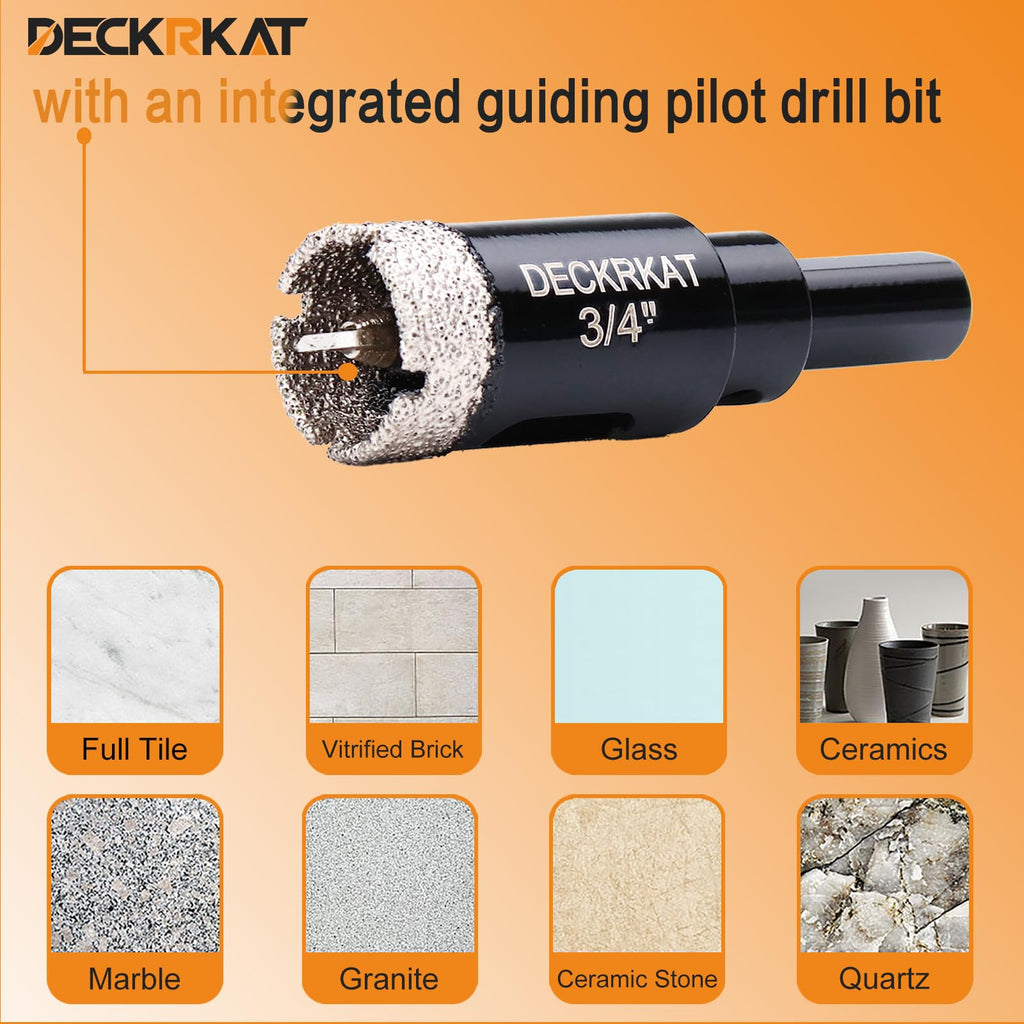 1 Inch Diamond Hole-Saw Bits with Pilot Drill Bit - 2pc 1" Diamond Tipped Tile Hole Saws with Guiding Bit Accurate Drilling for Porcelain Tile Ceramic Pottery Granite Stone Glass Bottles 25mm