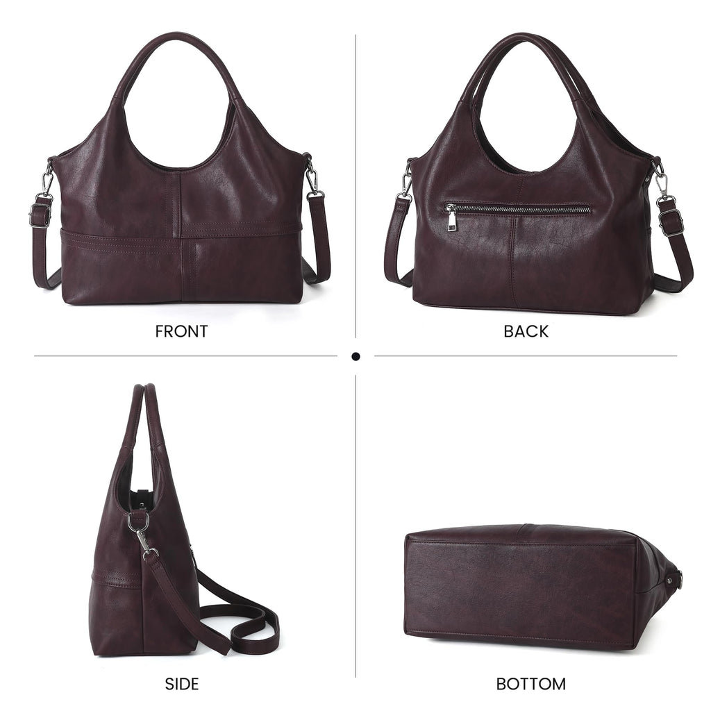 KOGTLA Medium Vegan Leather Purses for Women with Detachable Satchel Strap, Ladies Handbags, Tote Hobo Bags with Two-Handle