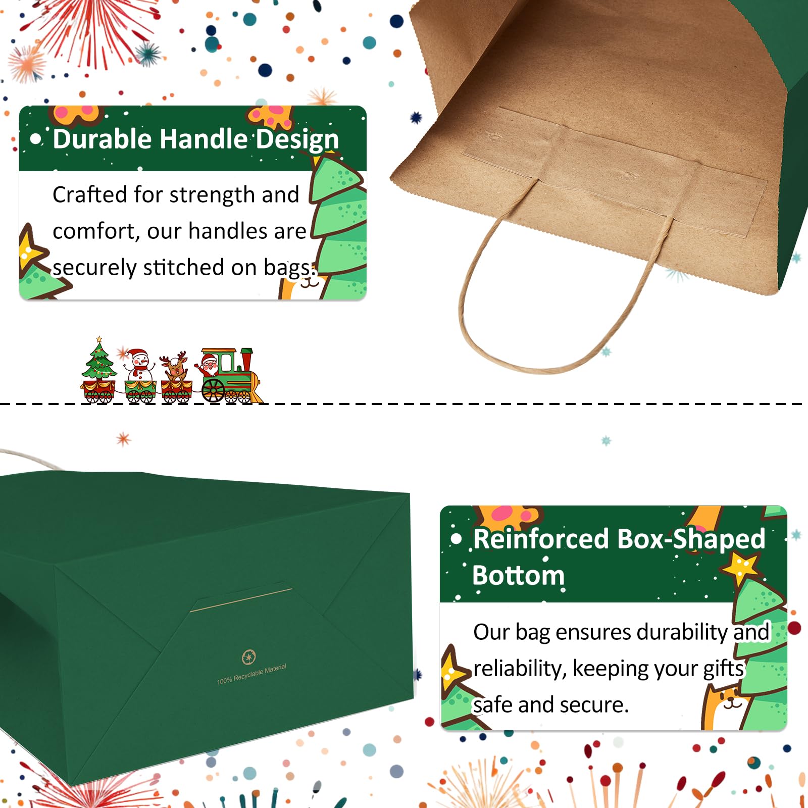 BagDream Gift Bags 10x5x13 25Pcs Kraft Paper Shopping Bags with Handles, for Gifts, Business, Merchandise, Retail, Party Favor, Black Recycled Paper Sacks