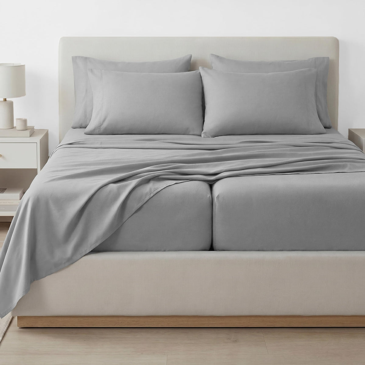 Southshore Fine Living, Inc. 4-Piece, 21-Inch Deep Pocket Twin Sheets Set with Fitted Sheet, Soft Microfiber, Oversized Flat Sheet, 2 Pillow Cases Standard Size, Hotel Collection Twin Bed White Sheets