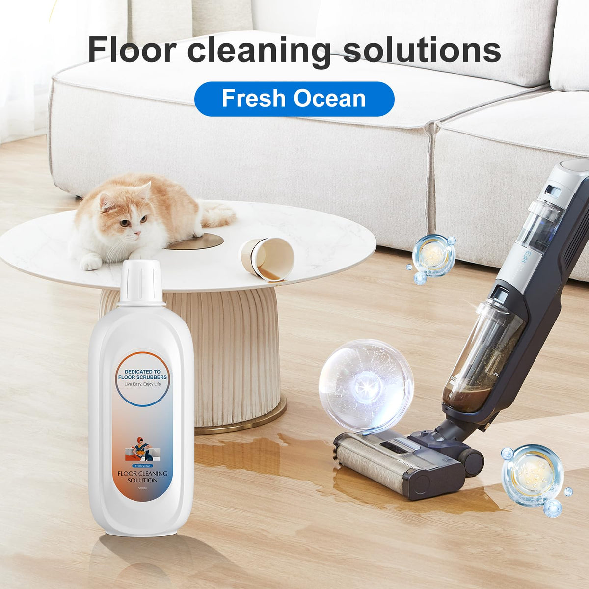 Floor Cleaning Solution Compatible With Tineco , Deep Cleans for Multiple Hard Floors, Suitable With All Robot Vacuums with Mopping and Cordless Wet/Dry Vacuum Mop Cleaner (Floral Fragrance 1 Bottle)
