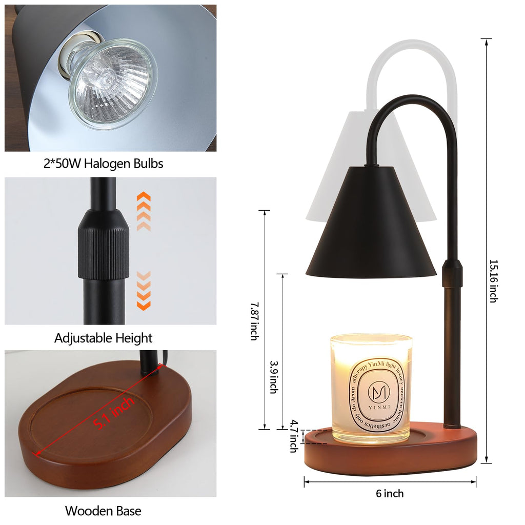 MEIXISUE Candle Warmer Lamp with Timer and Dimmer,Electric Amber Light Gifts for Women Melt Wax Warmer Lamp with 2 Bulbs for Candle Jars House Warming New Home Decor