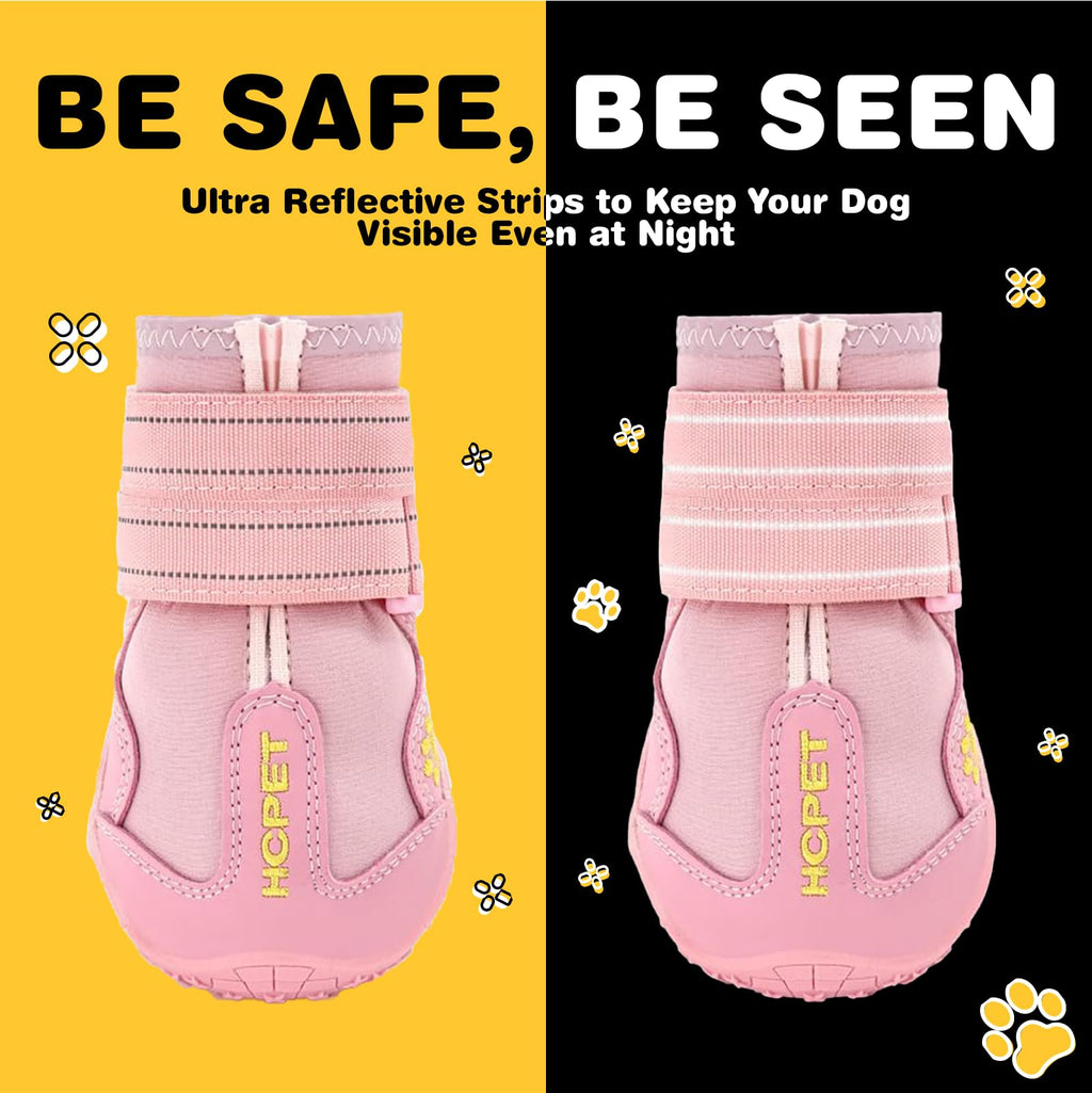 Hcpet Dog Boots, Dog Shoes for Large Dogs, Medium Dog Boots & Paw Protectors, Anti-Slip Dog Booties for Hot Pavement Winter Snow Hiking with Reflective Straps Black Size 1