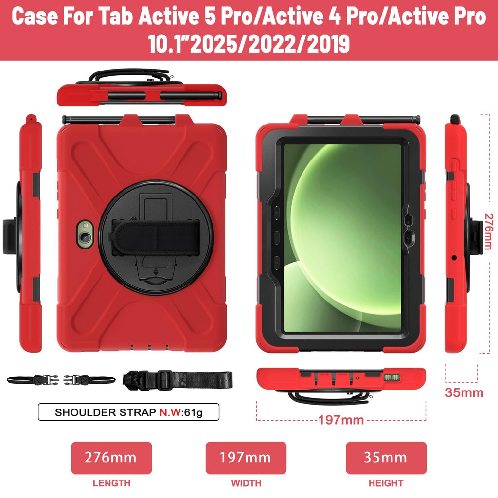 Samsung Galaxy Tab Active5/Active 3 8.0 Case, with 360 Stand, Handle Hand Strap & Shoulder Strap for Galaxy Tab Active5 8" 2024 X300/X307, Active3 8" 2020 T570/T575/T577 (Black)