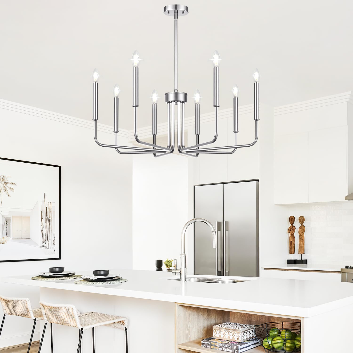 Rustic Black Chandelier, 6-Light Antique Farmhouse Chandelier for Dining Room Lighting Fixtures, Vintage Candle Pendant Light Fixtures Chandeliers for Dining Room Bedroom, Foyer and Living Room