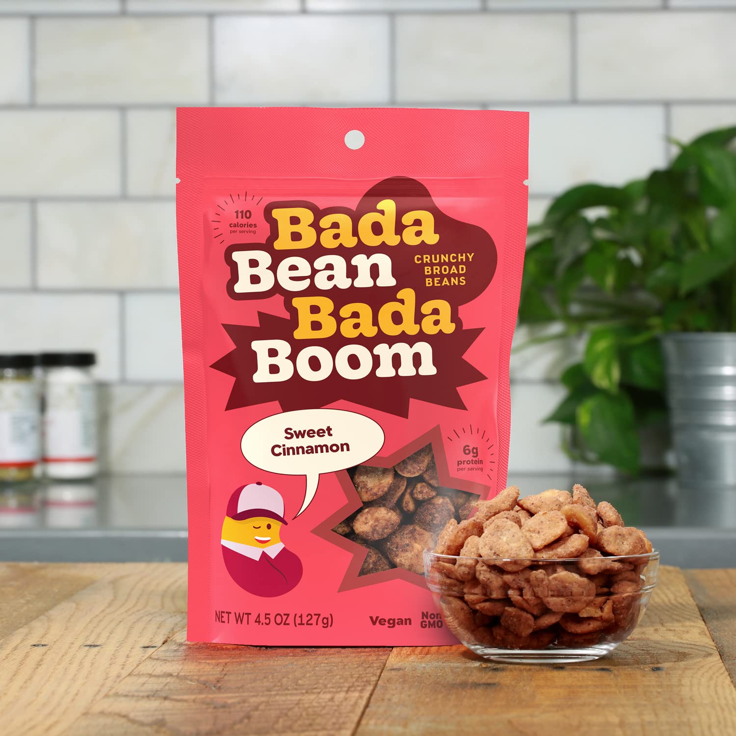 Bada Bean Bada Boom, Crunchy Roasted Broad Bean Snacks (Fava), High Protein, Vegan, Gluten-free - 110 Calorie Packs, Buffalo Wing, 4.5 Ounce (Pack of 6)