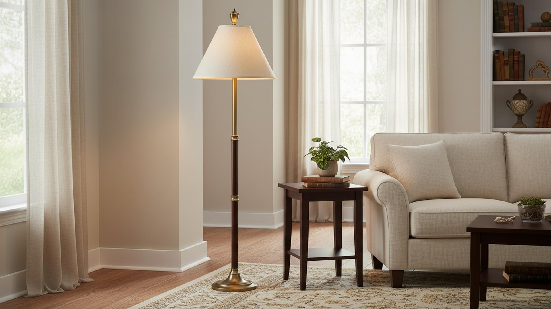 Aspen Creative 32083 Transitional Hardback Empire Shaped Spider Construction Lamp Shade in Brown, 18" wide (7" x 18" x 12 1/2")