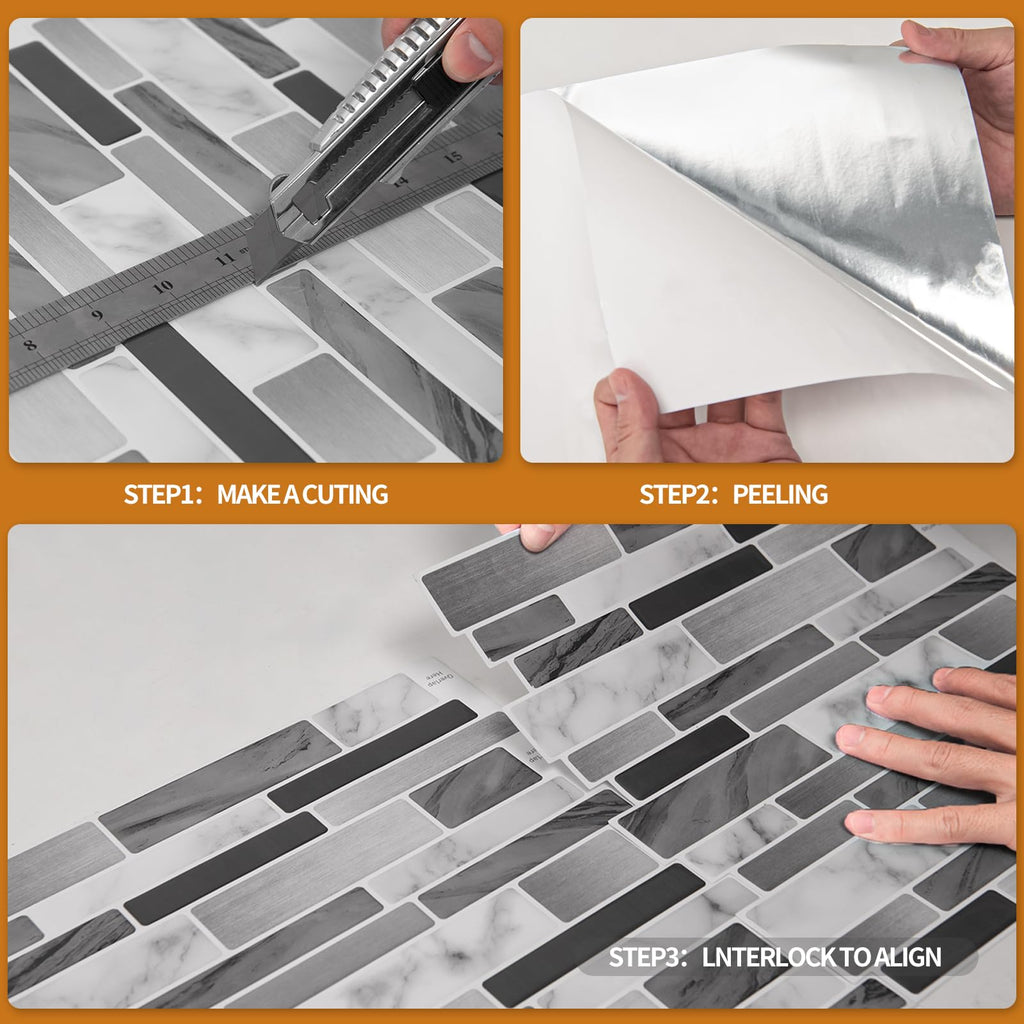 WOWSTAR 10-Sheet Peel and Stick Backsplash Tile for Kitchen, Back Splash Stick On Tiles for Kitchen Wall (Sand)