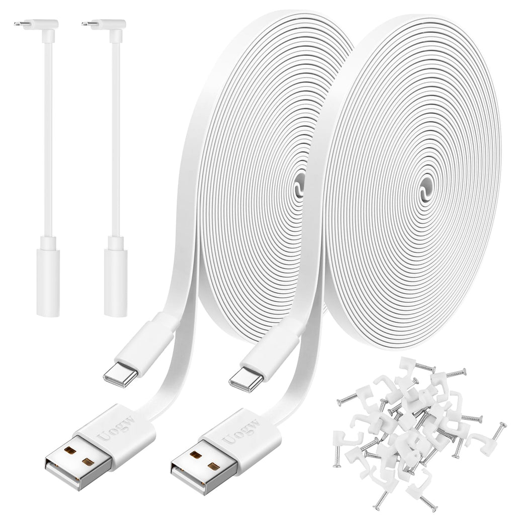 2 Pack 10FT Power Extension Cable Compatible with Wyze Cam v4/v3/OG,Wyze Cam Pan v3/v4,Blink,eufy,NestCam Indoor,Amazon Cloud Camera,USB A to USB C (Black)